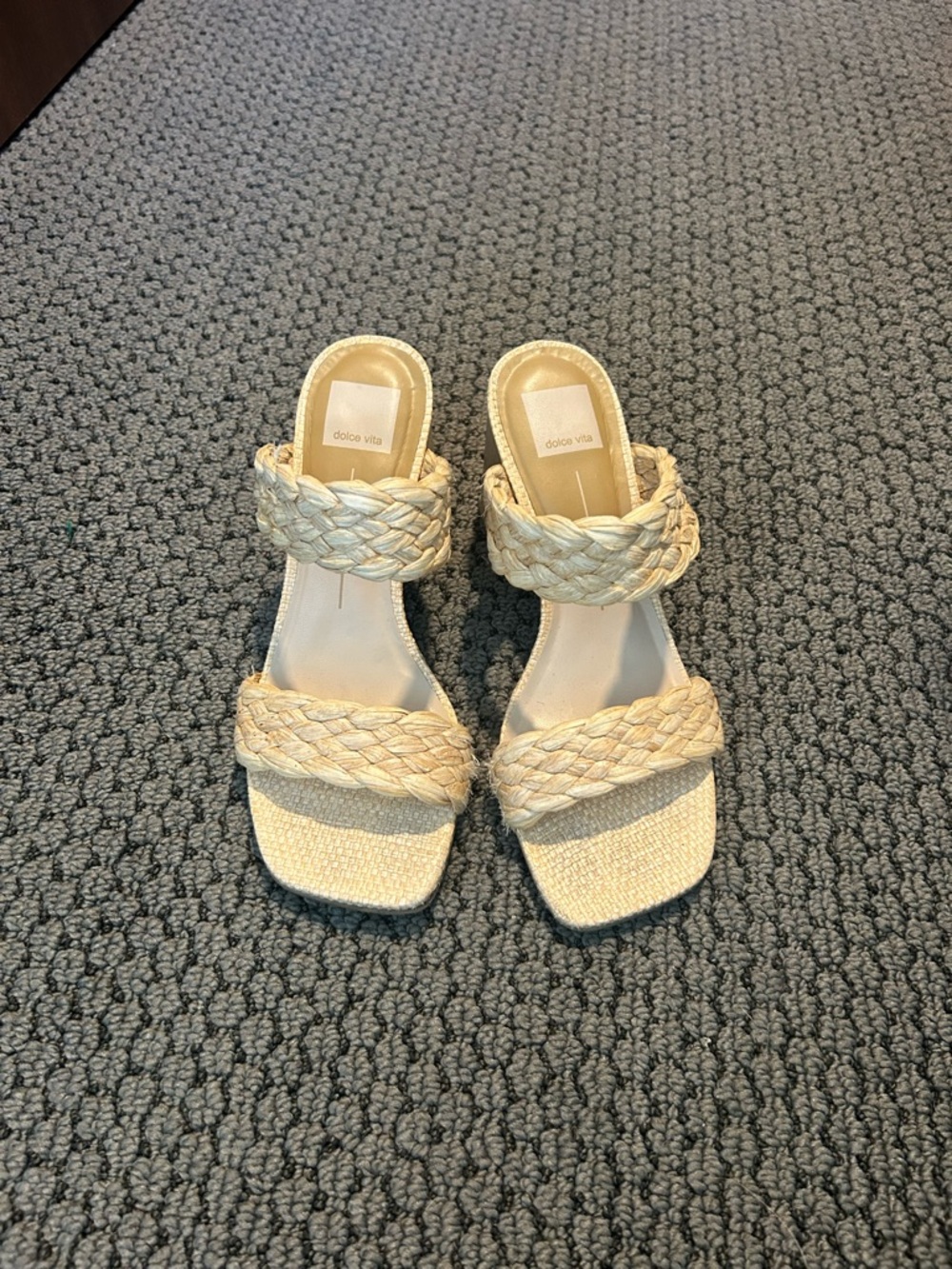 Dolce Vita Braided Double-Strap Slide Sandals in Natural Beige